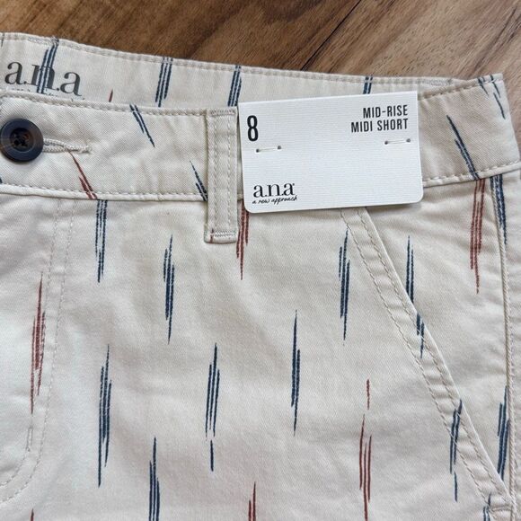 a.n.a Women’s 5” Mid Rise Chino Short in Birch Geo Size 8 NWT - Picture 3 of 6